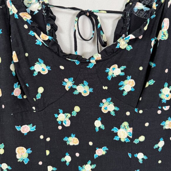 Free People Like a Lady Floral Mini Dress Women's Medium Black Boho Open Back - Picture 8 of 16